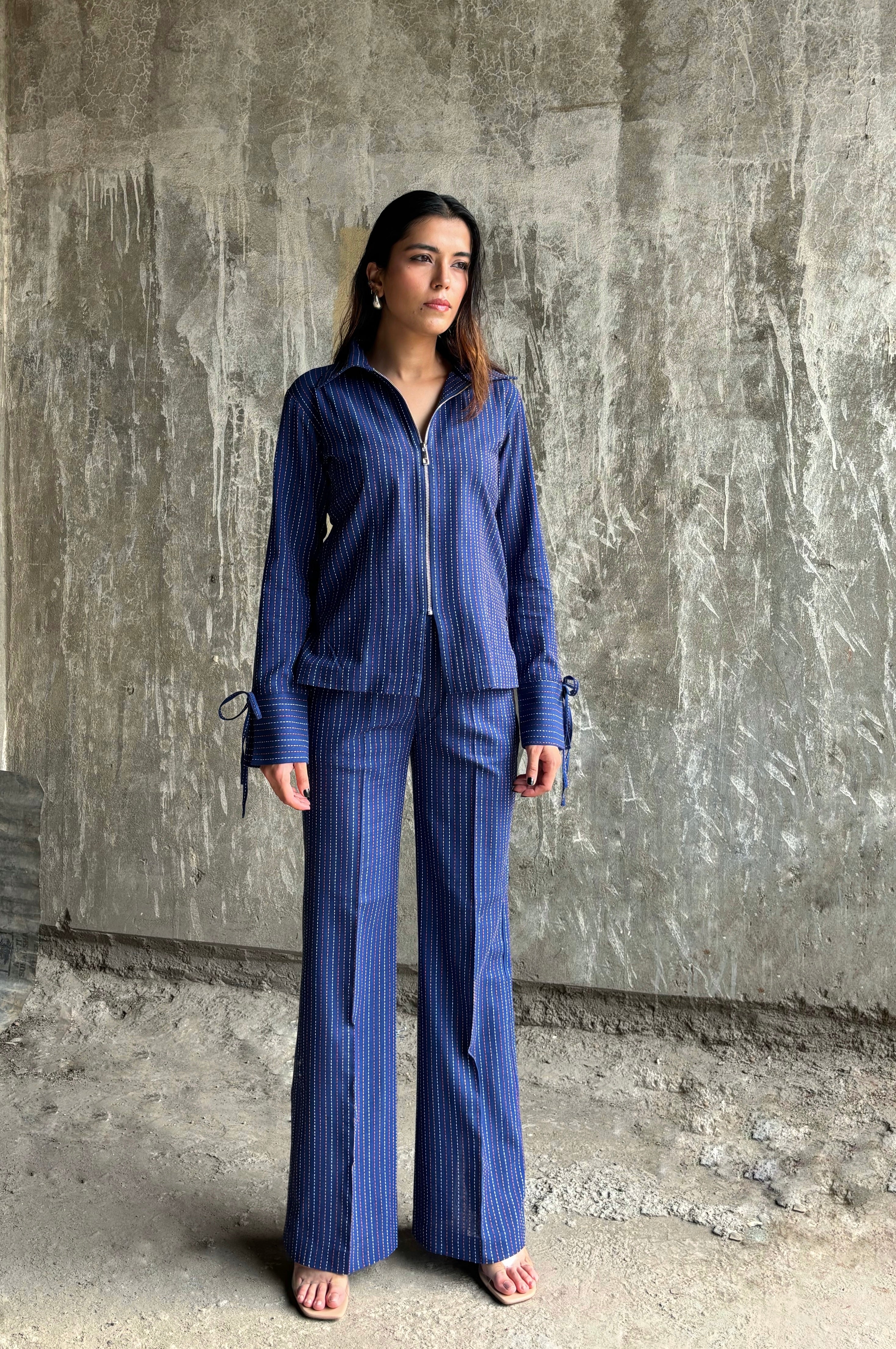 Blue Threadwork Co-ord Set