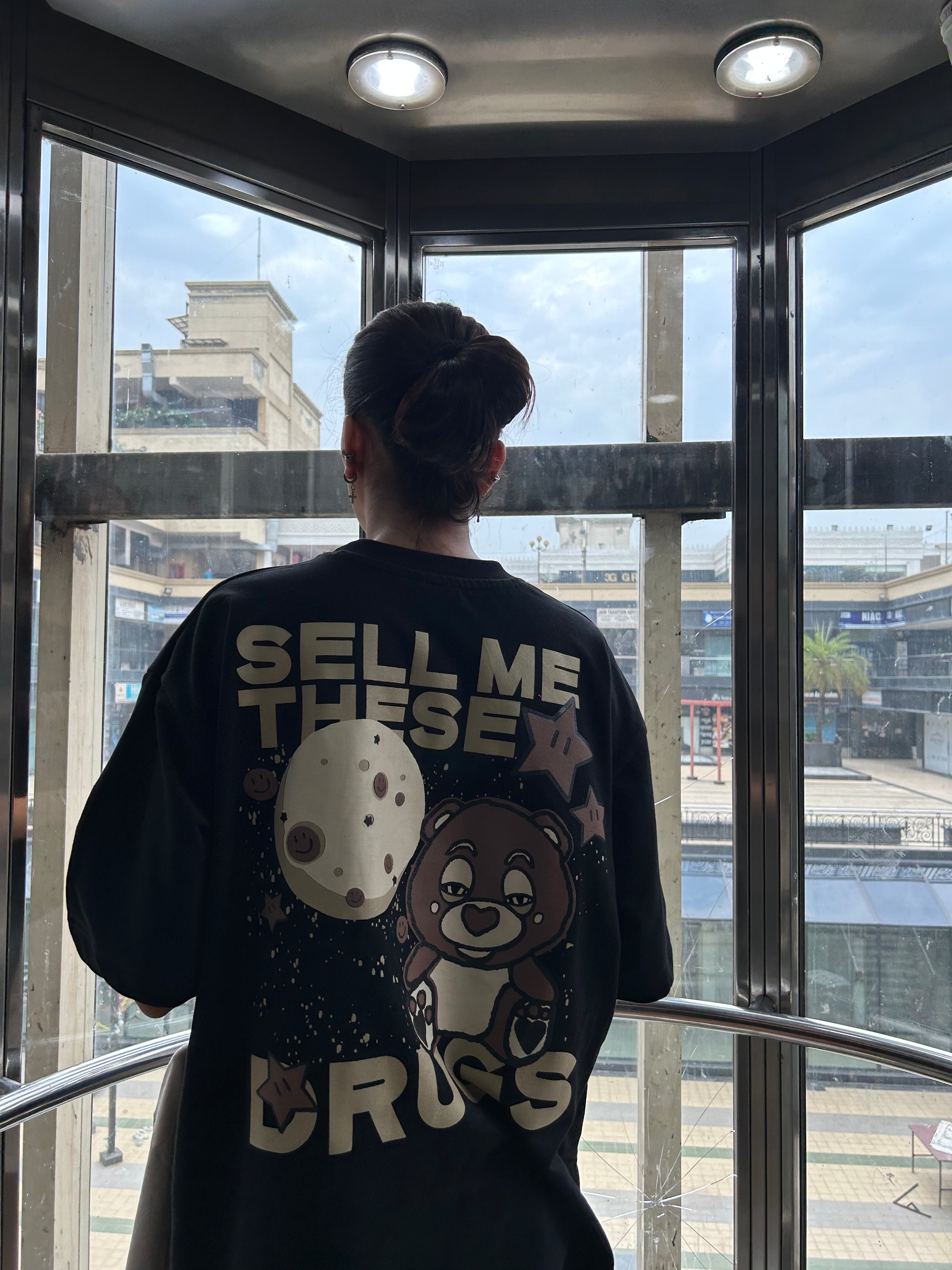 Sell Me The Drugs Black Oversized T-Shirt