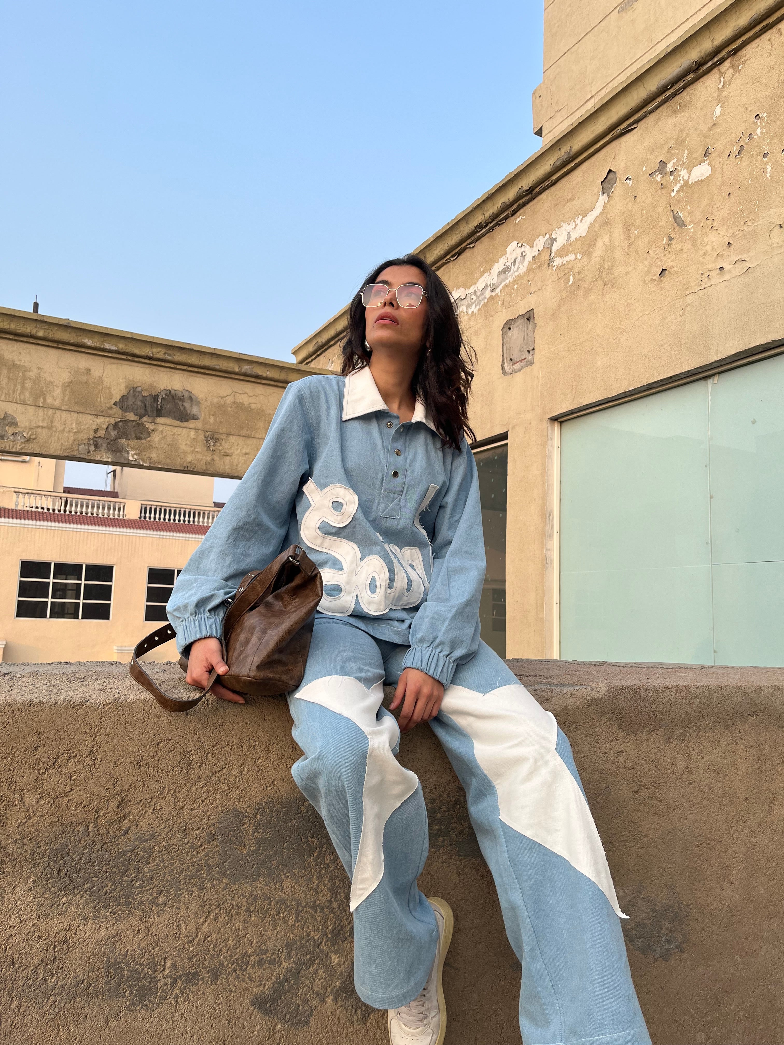 90's Ice Blue Denim Co-ord Set