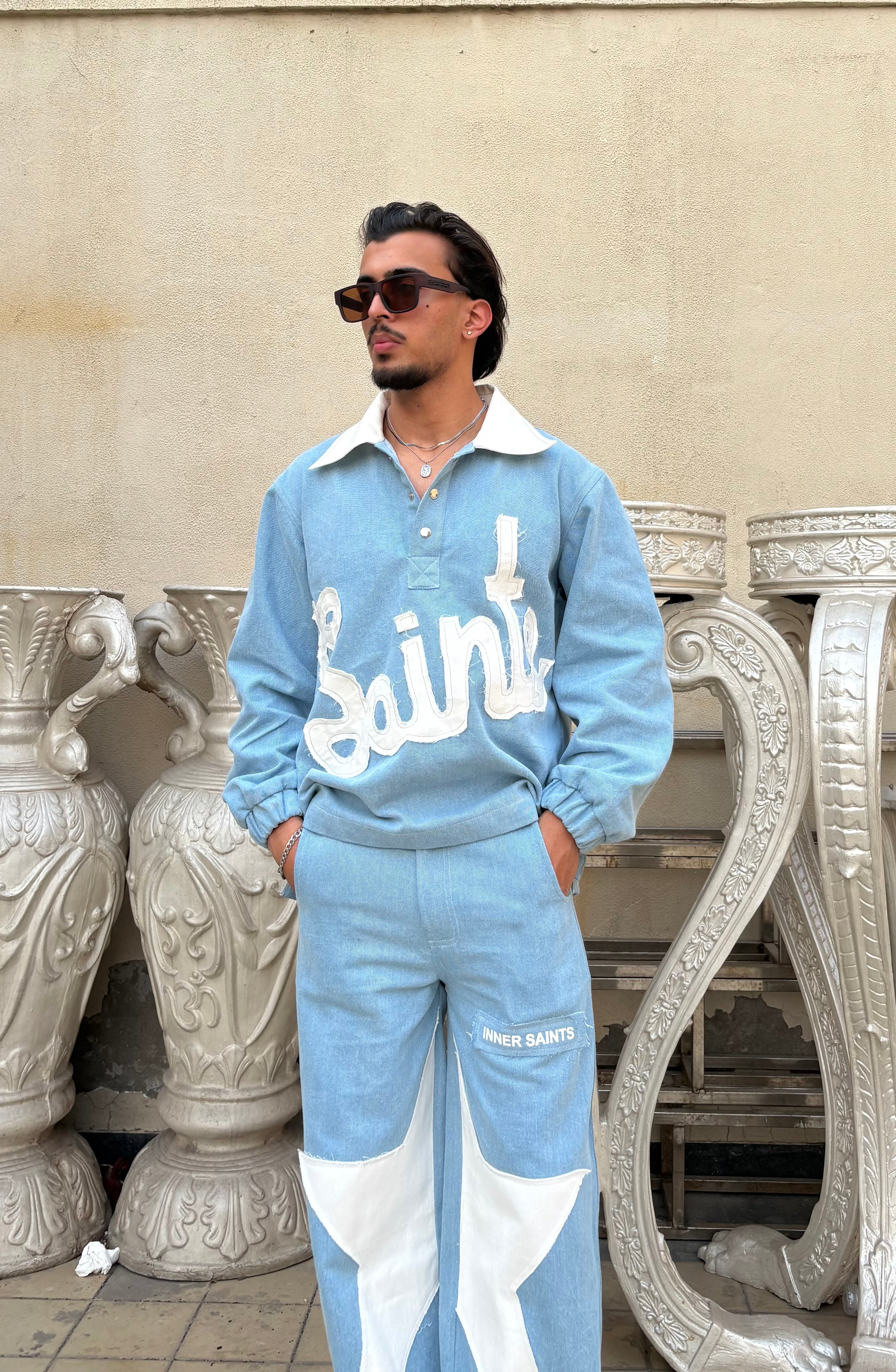 90's Ice Blue Denim Co-ord Set