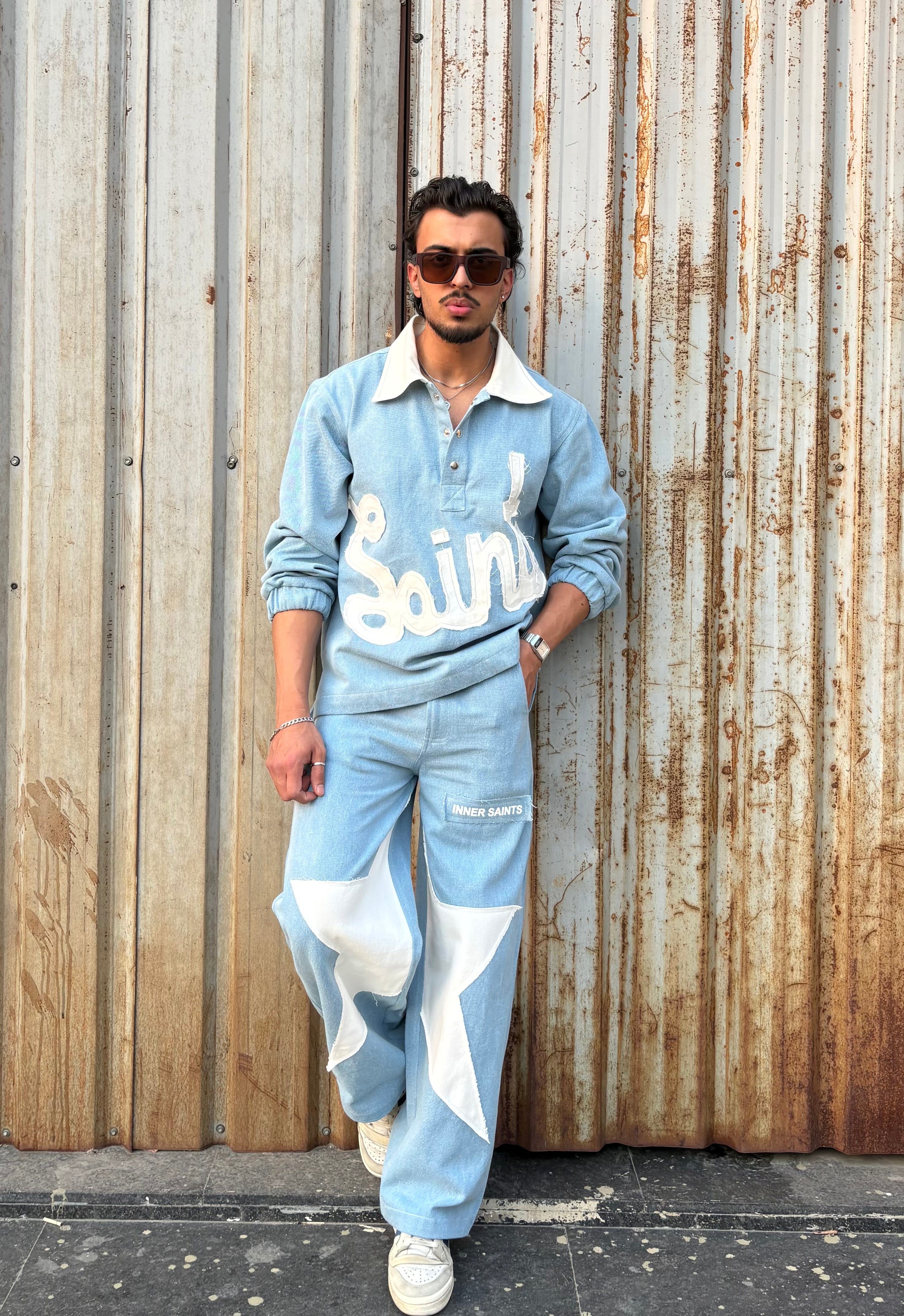 90's Ice Blue Denim Co-ord Set