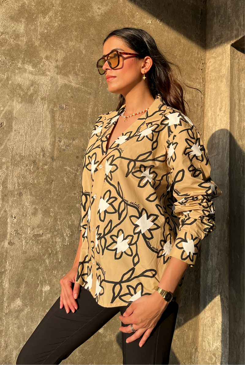 Beige Full Printed Shirt