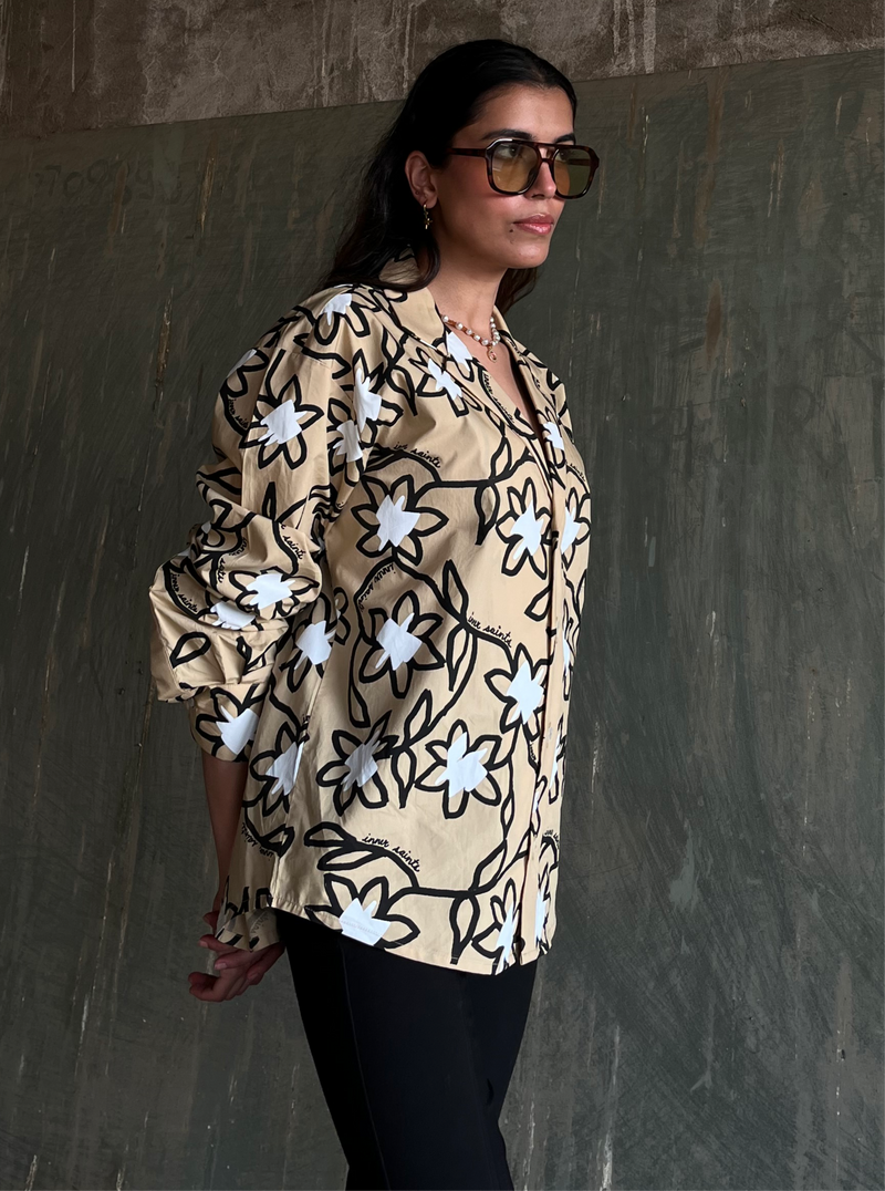 Beige Full Printed Shirt