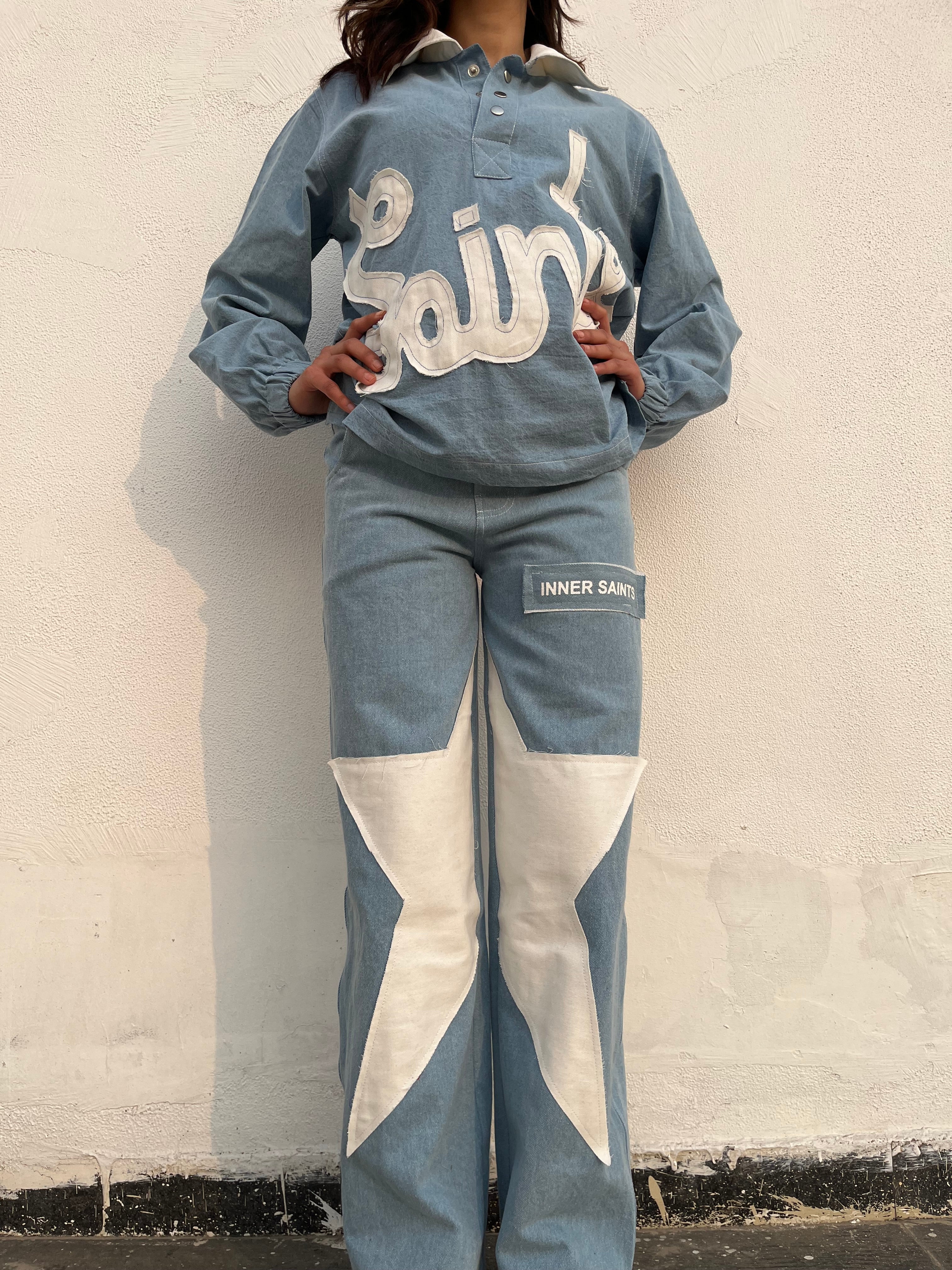 90's Ice Blue Denim Co-ord Set