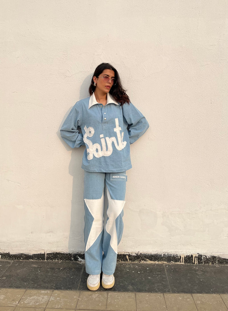 90's Ice Blue Denim Co-ord Set