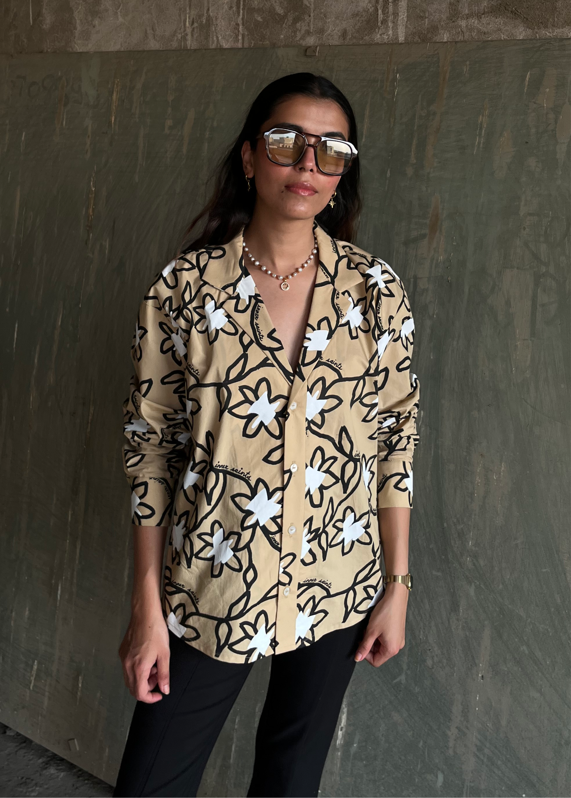 Beige Full Printed Shirt