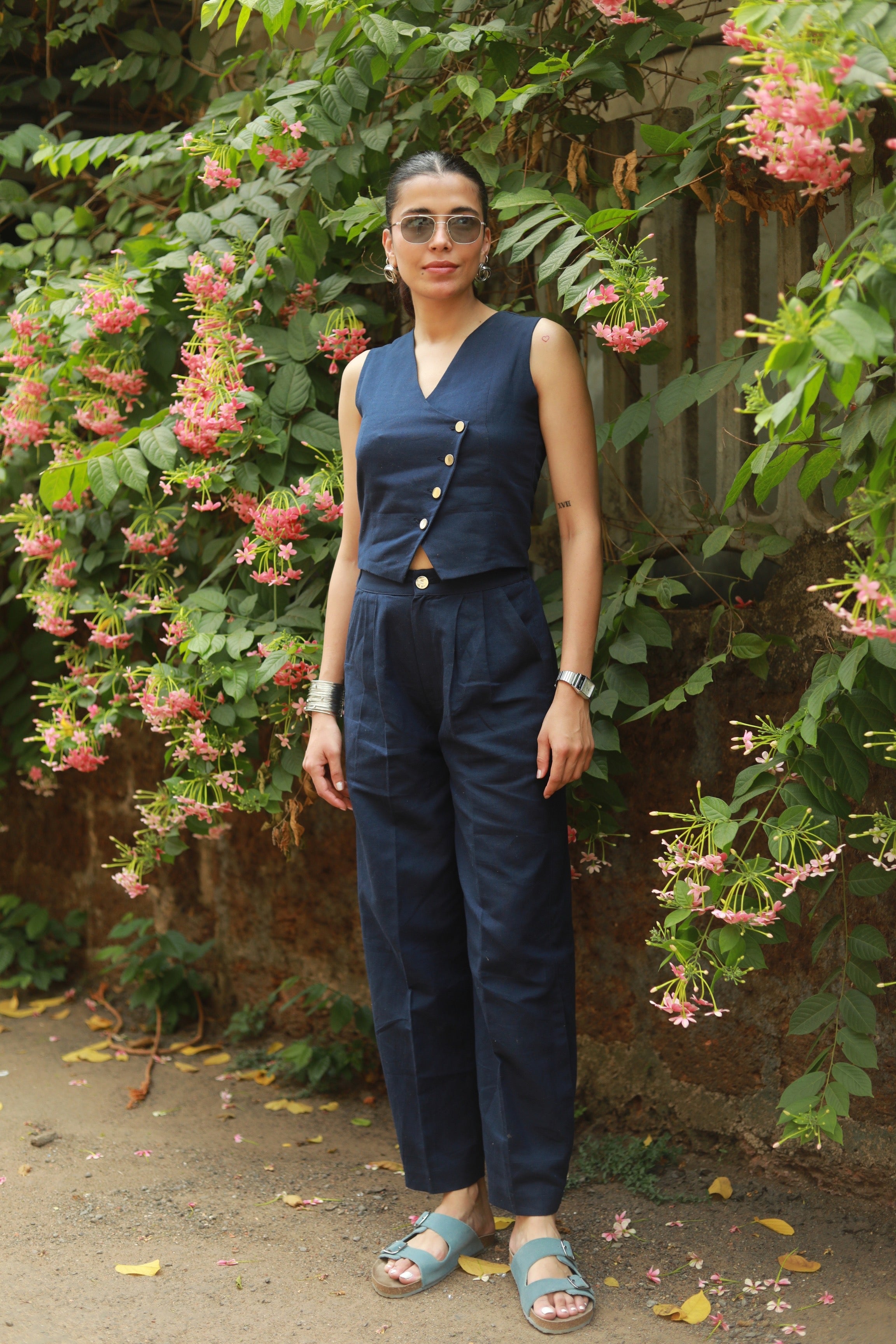 Navy Waistcoat Linen Set