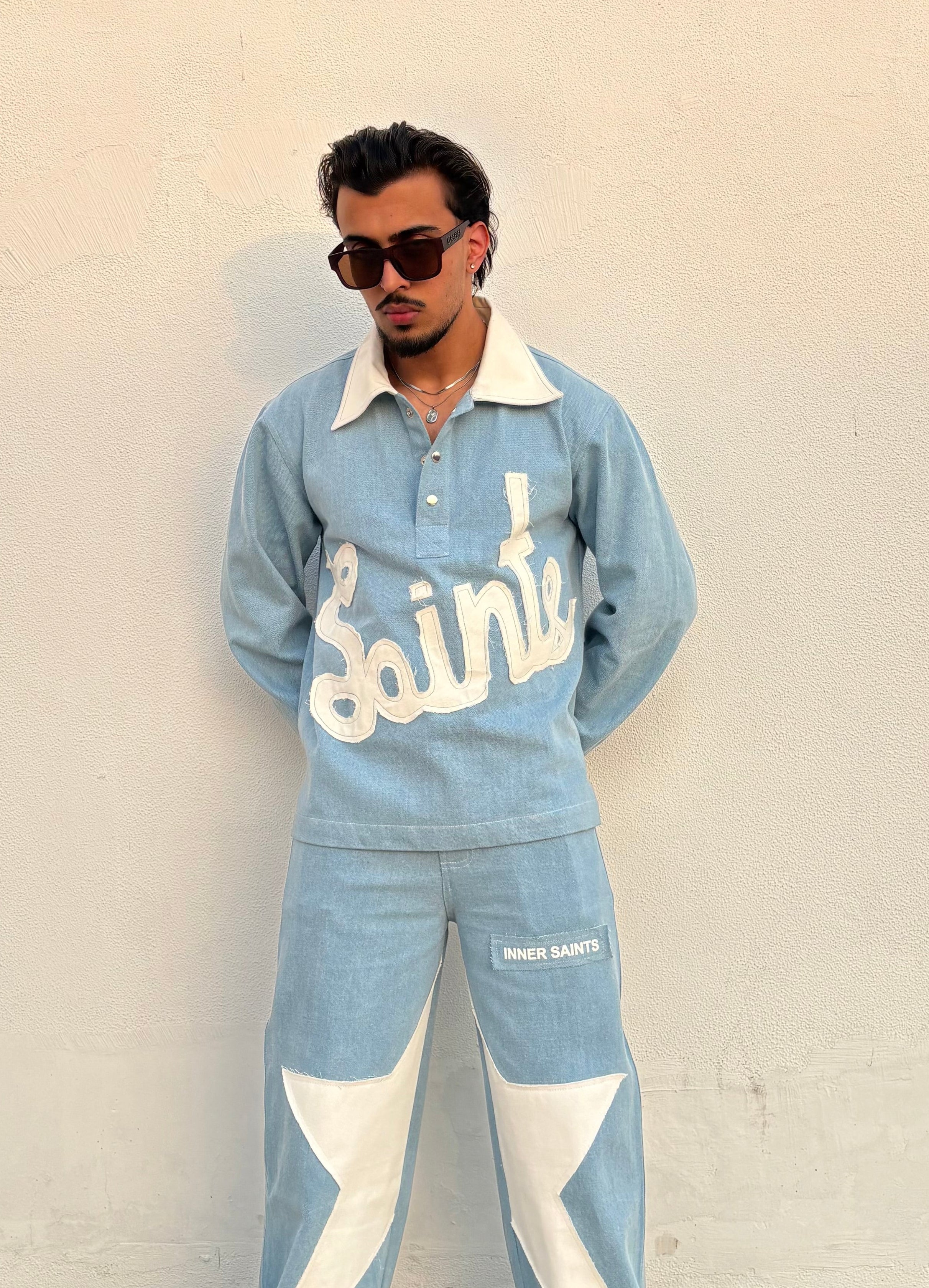 90's Ice Blue Denim Co-ord Set