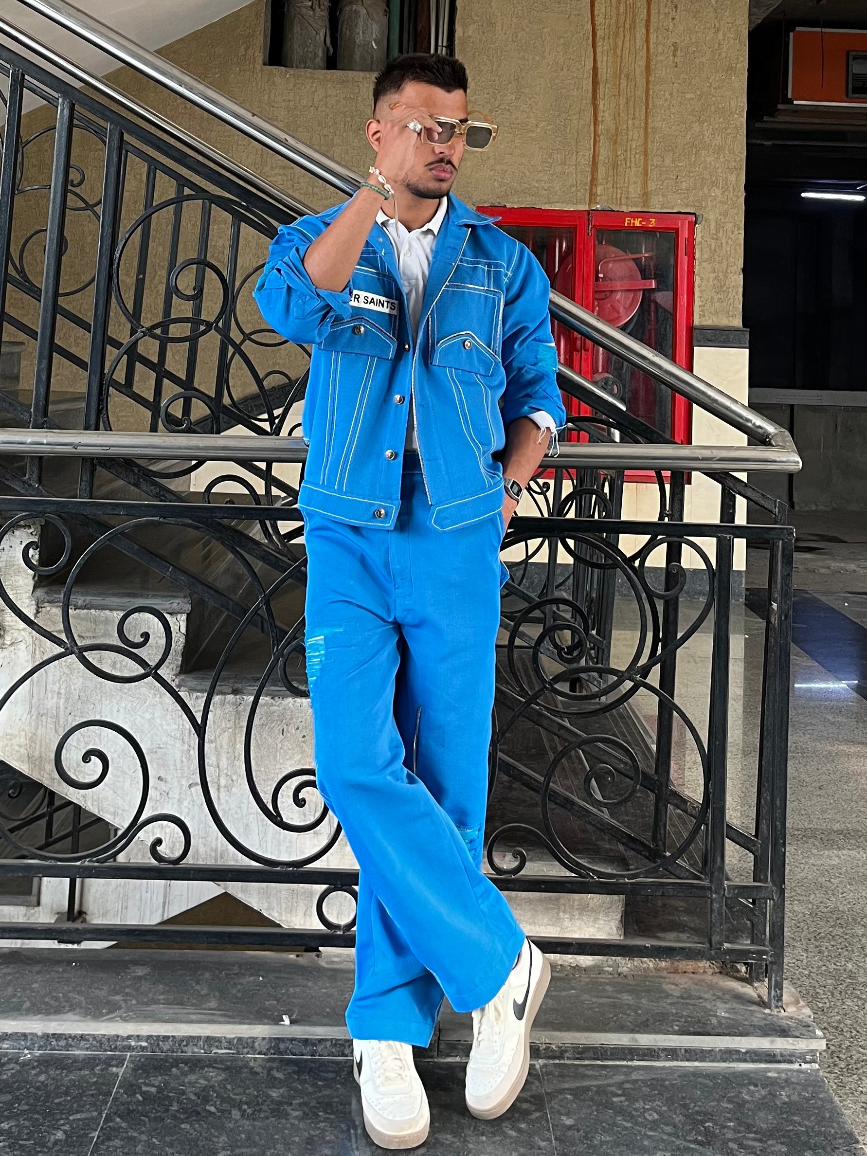 AZURE BLUE JACKET & PANTS SET