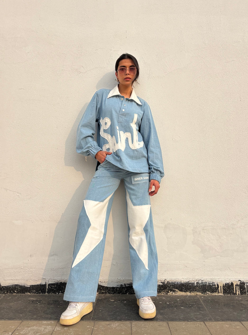 90's Ice Blue Denim Co-ord Set