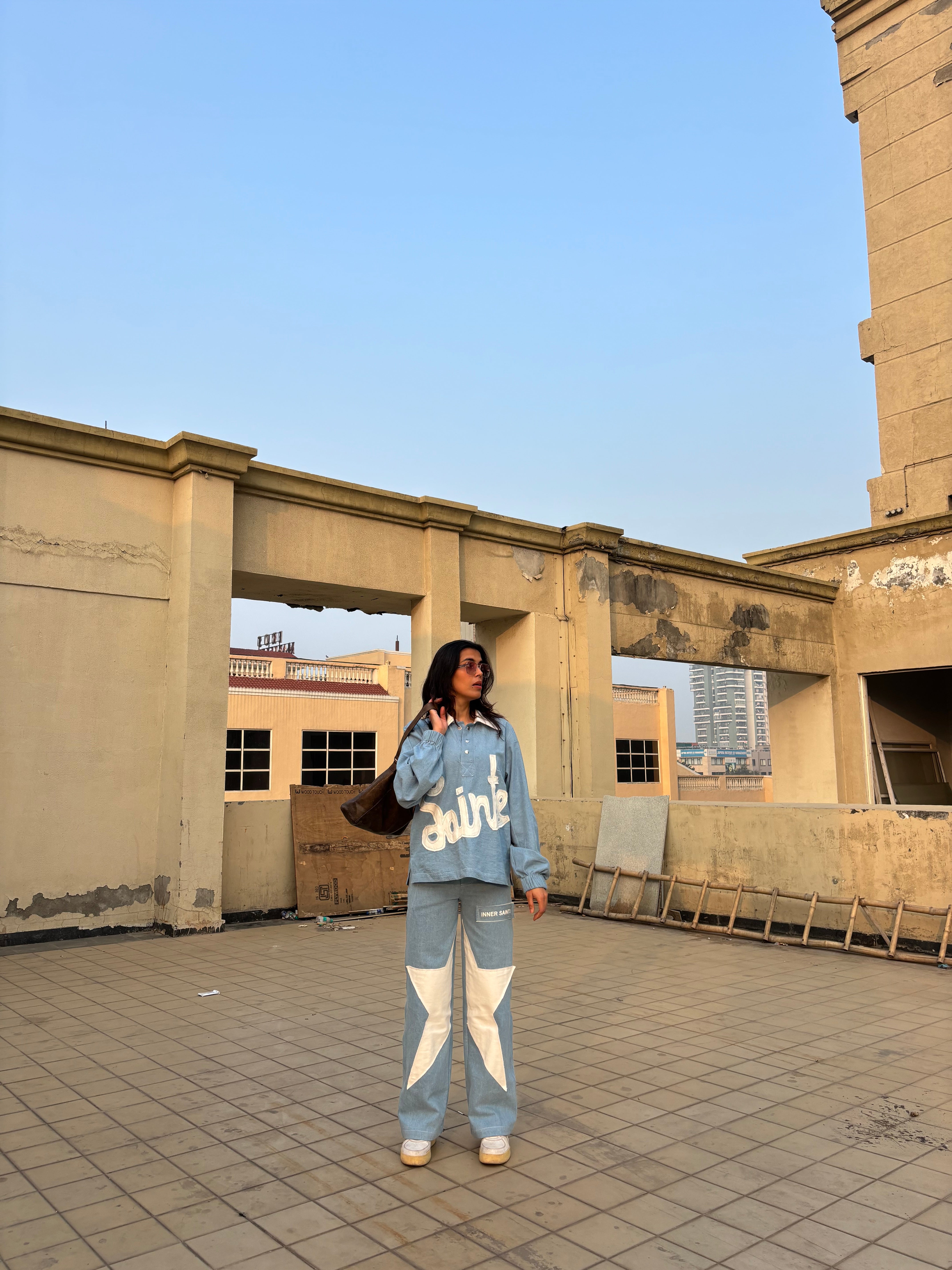 90's Ice Blue Denim Co-ord Set