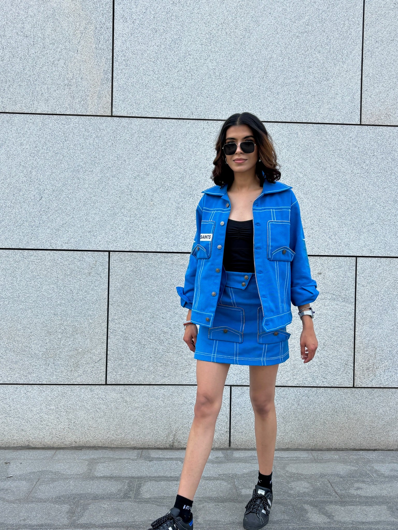 AZURE BLUE JACKET & SKIRT SET