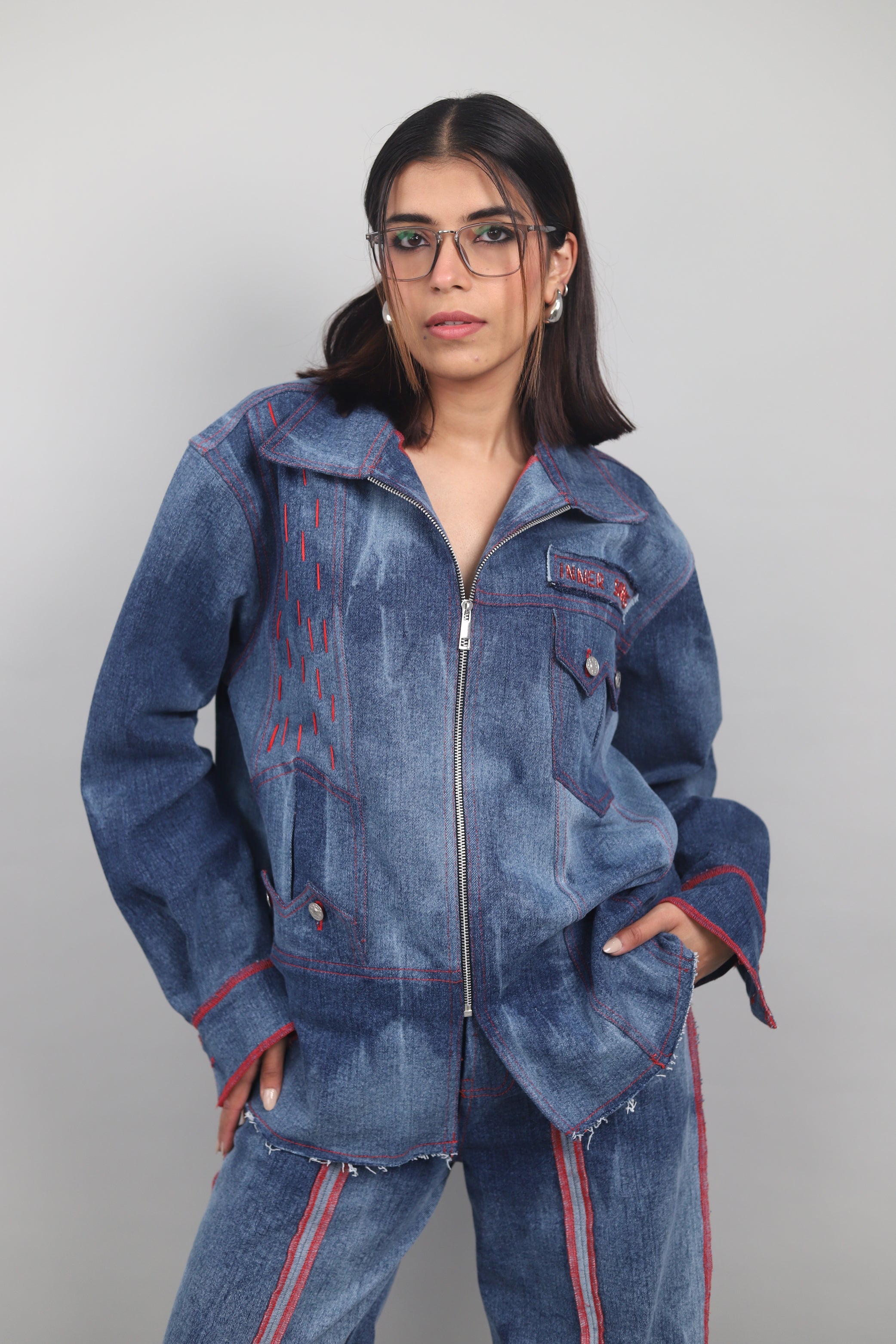 Unisex Blue Effect Shirt Jacket