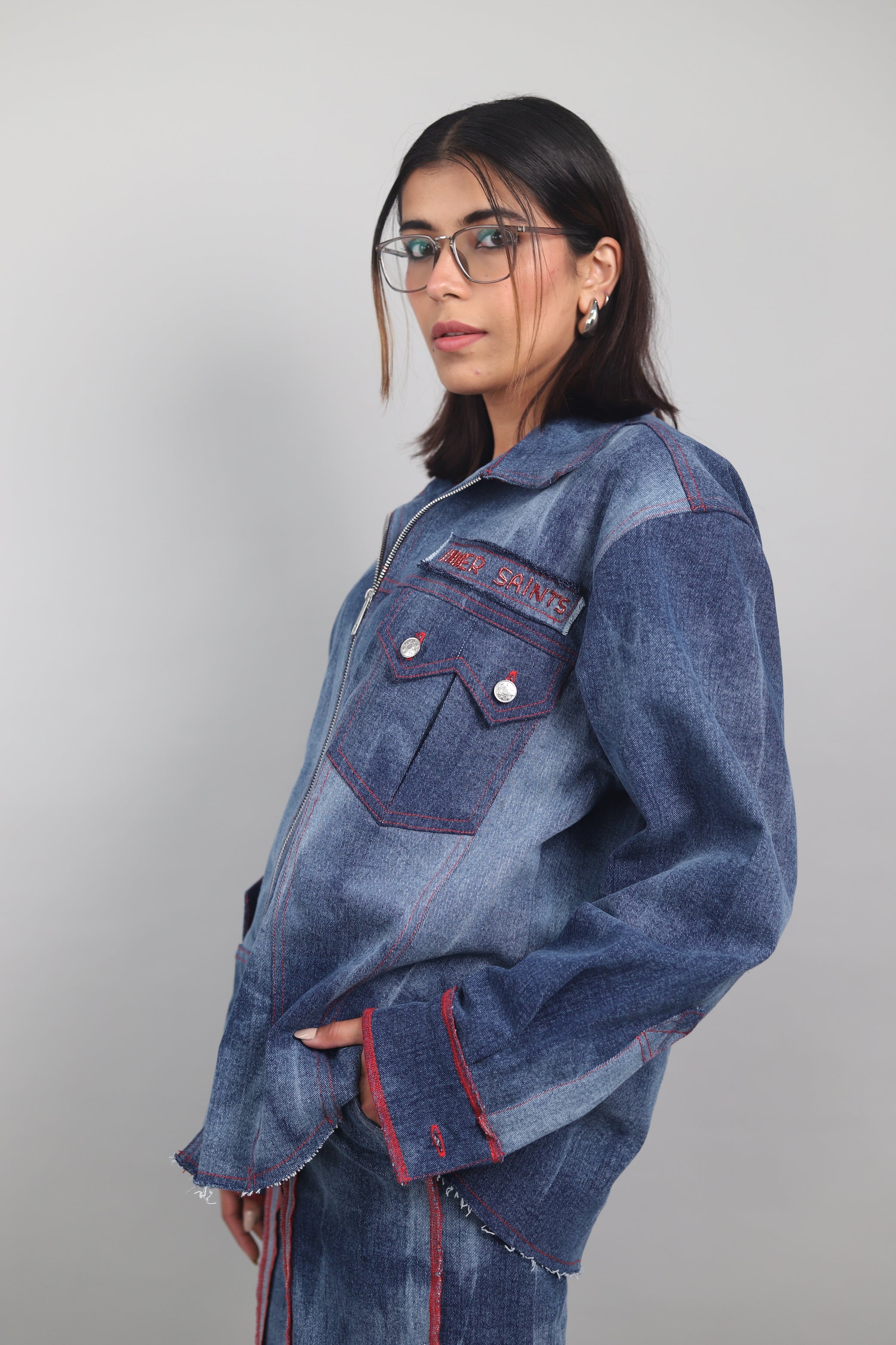 Unisex Blue Effect Shirt Jacket