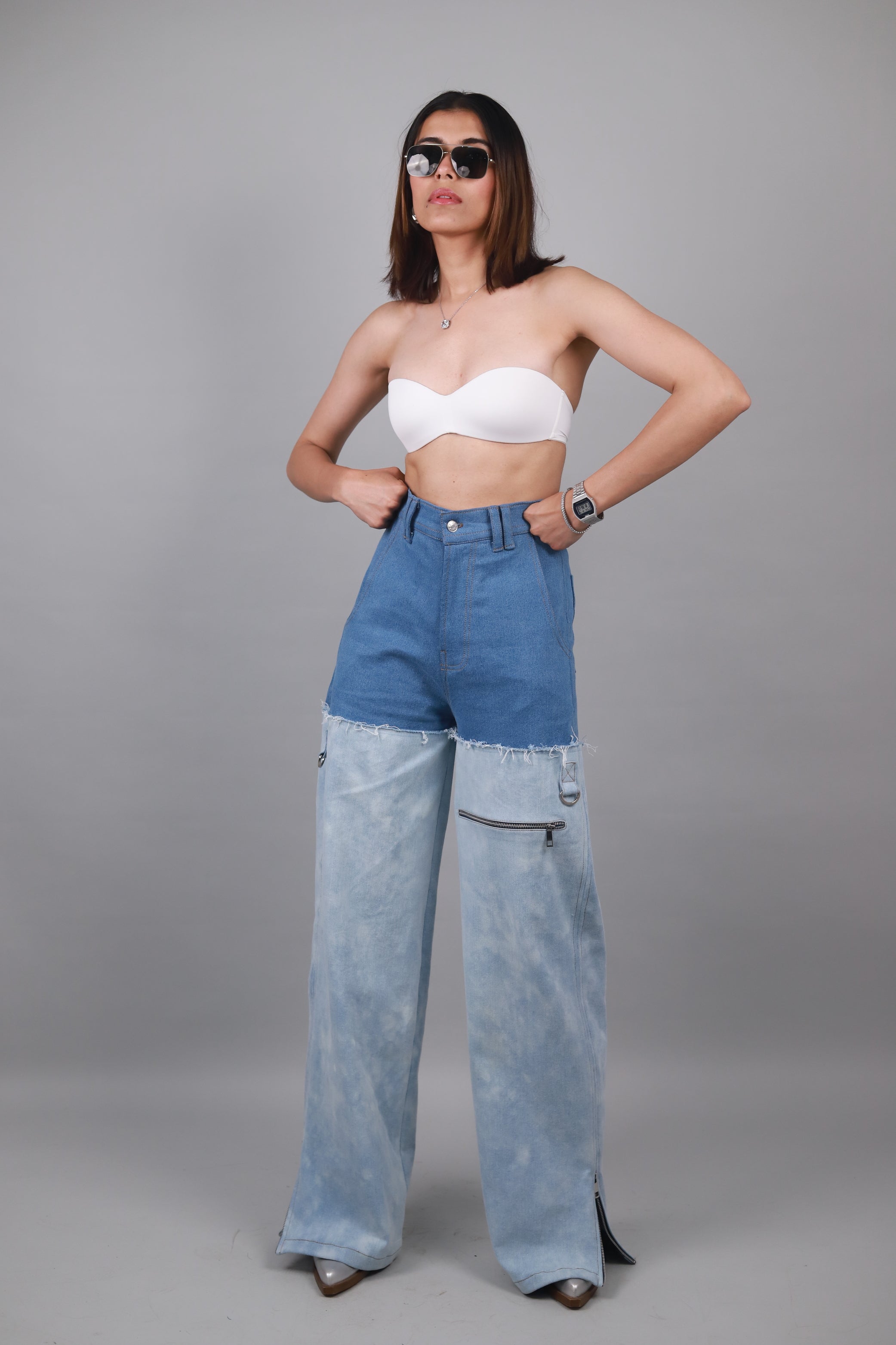 Unisex Dual wide Leg Jeans