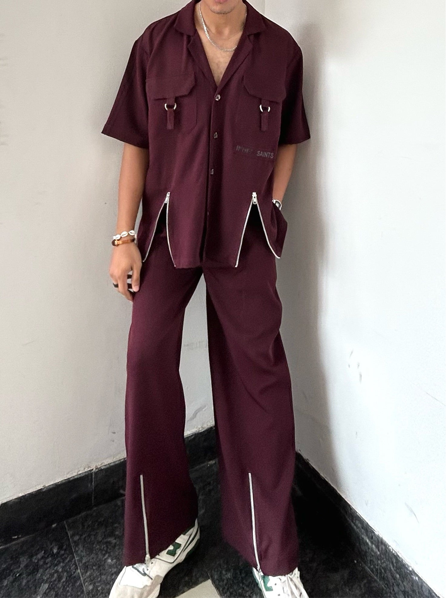 Wine Shirt & Pant Co-ord Set