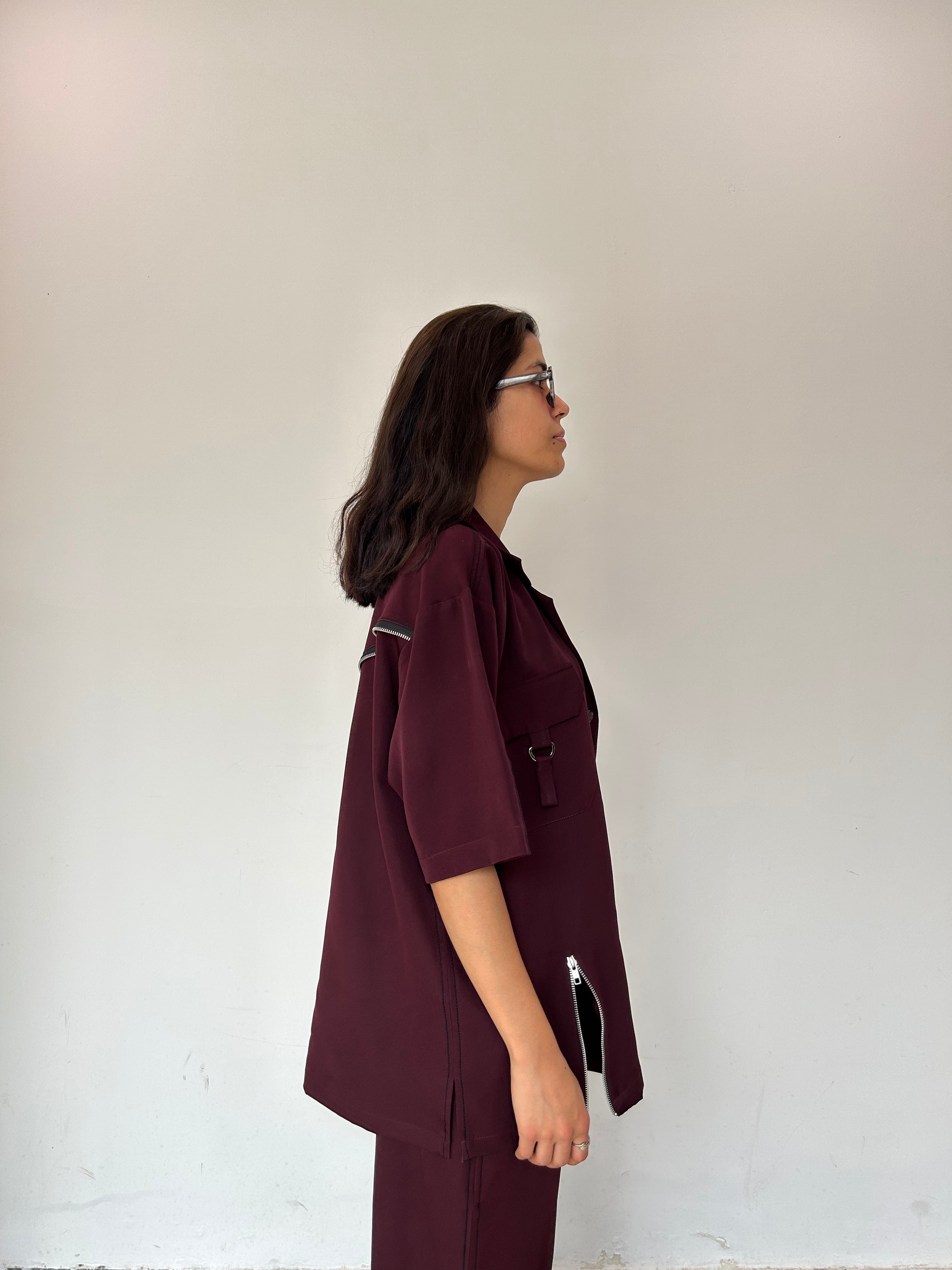 Wine Shirt & Pant Co-ord Set