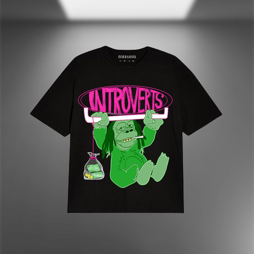 Introverts Oversized Black T-shirt