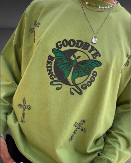 Goodbye Being Good Oversized Matcha Green Sweatshirt