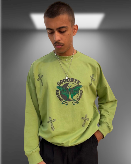 Goodbye Being Good Oversized Matcha Green Sweatshirt