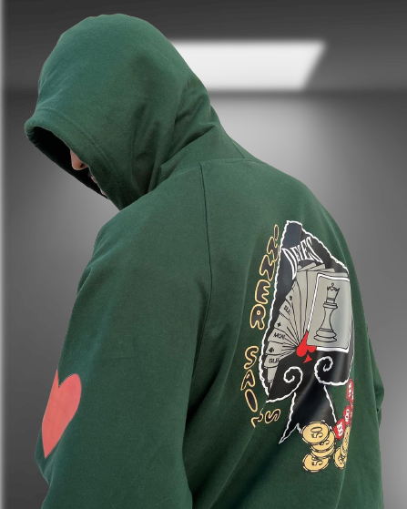 Desirable Poker Bottle Green Oversized Hoodie